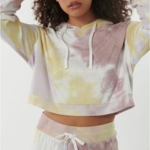 Garage | Cozy Lightweight Lounge Long Sleeve Crop Tie Dye Hoodie Sweatshirt (M)